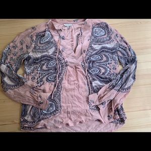 baby pink patterned blouse